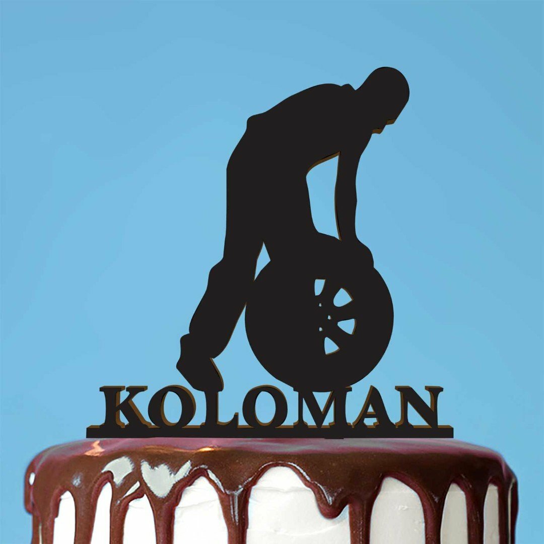 Drevený zápich do torty s menom - Automechanik  | Čierna