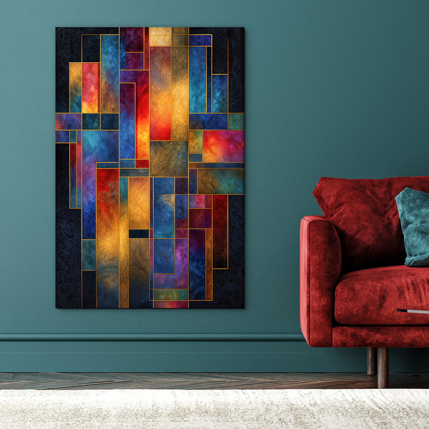 Wooden colored picture - Geometric stained glass