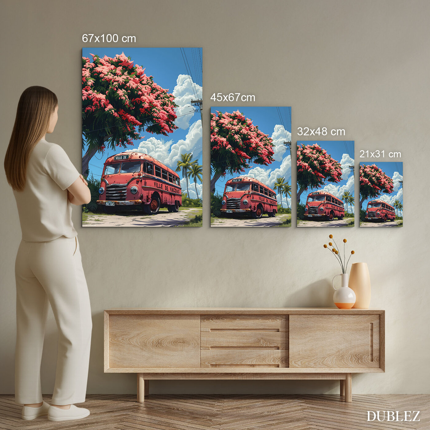 Retro Wooden Wall Art - Bus