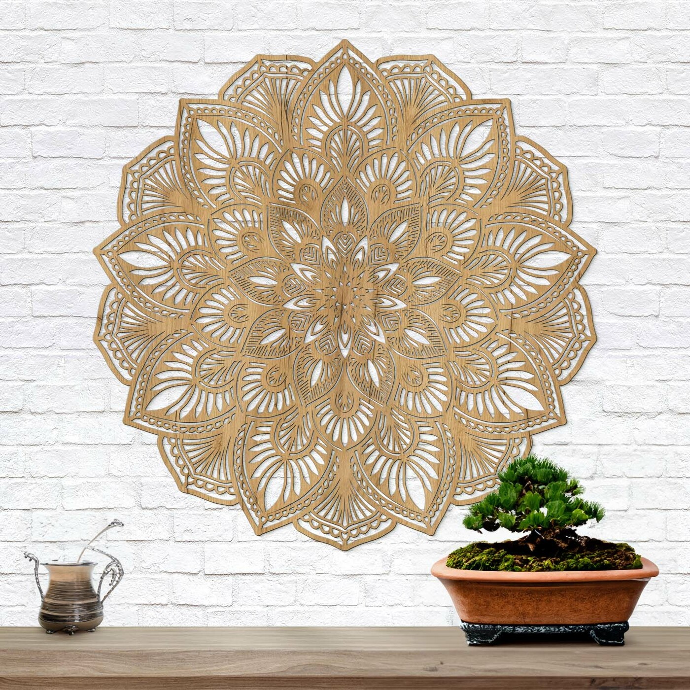 Cut-Out Wooden Mandala - Symmetry | Gold Craft Oak