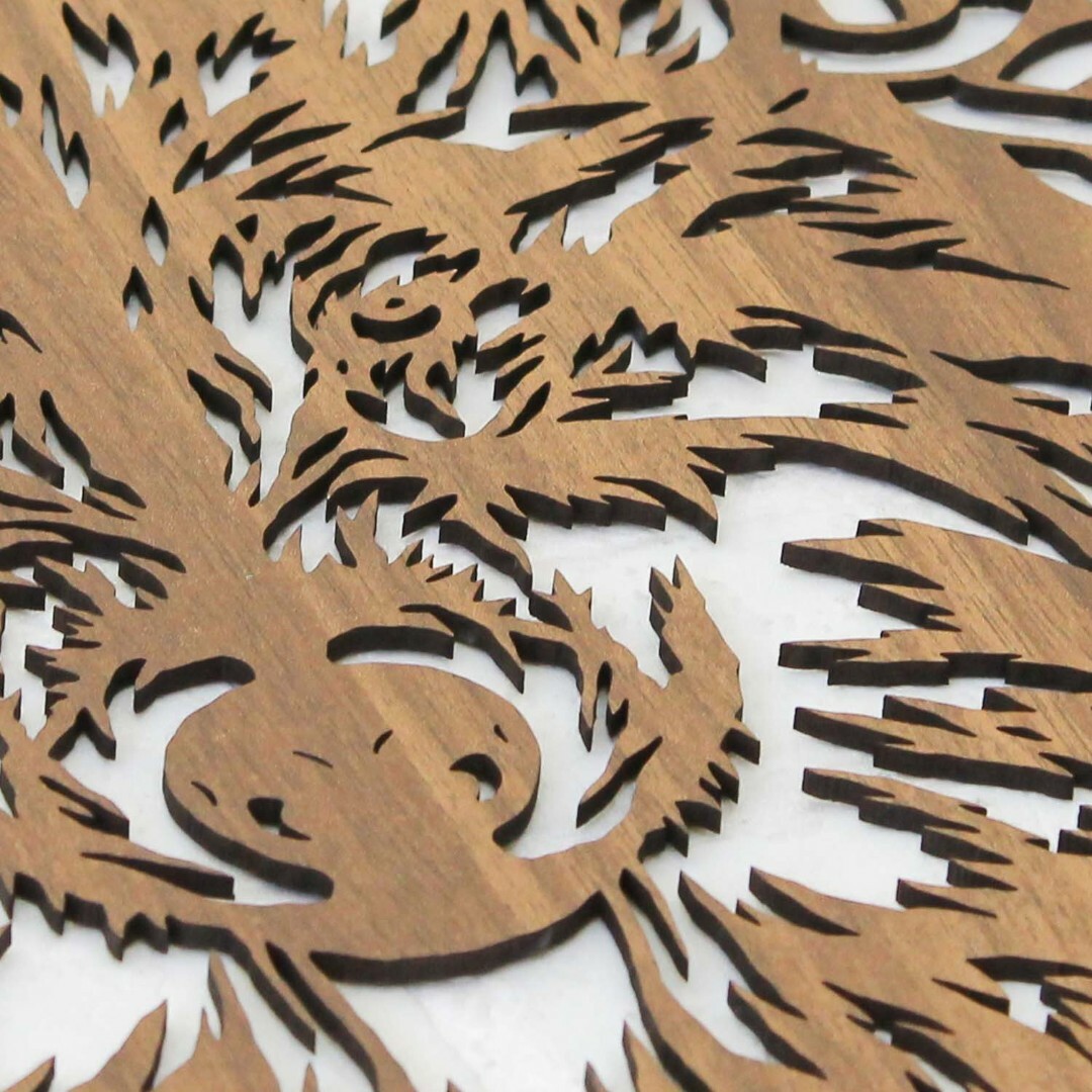 Wooden Wall Art - Wolf in Frame | Walnut