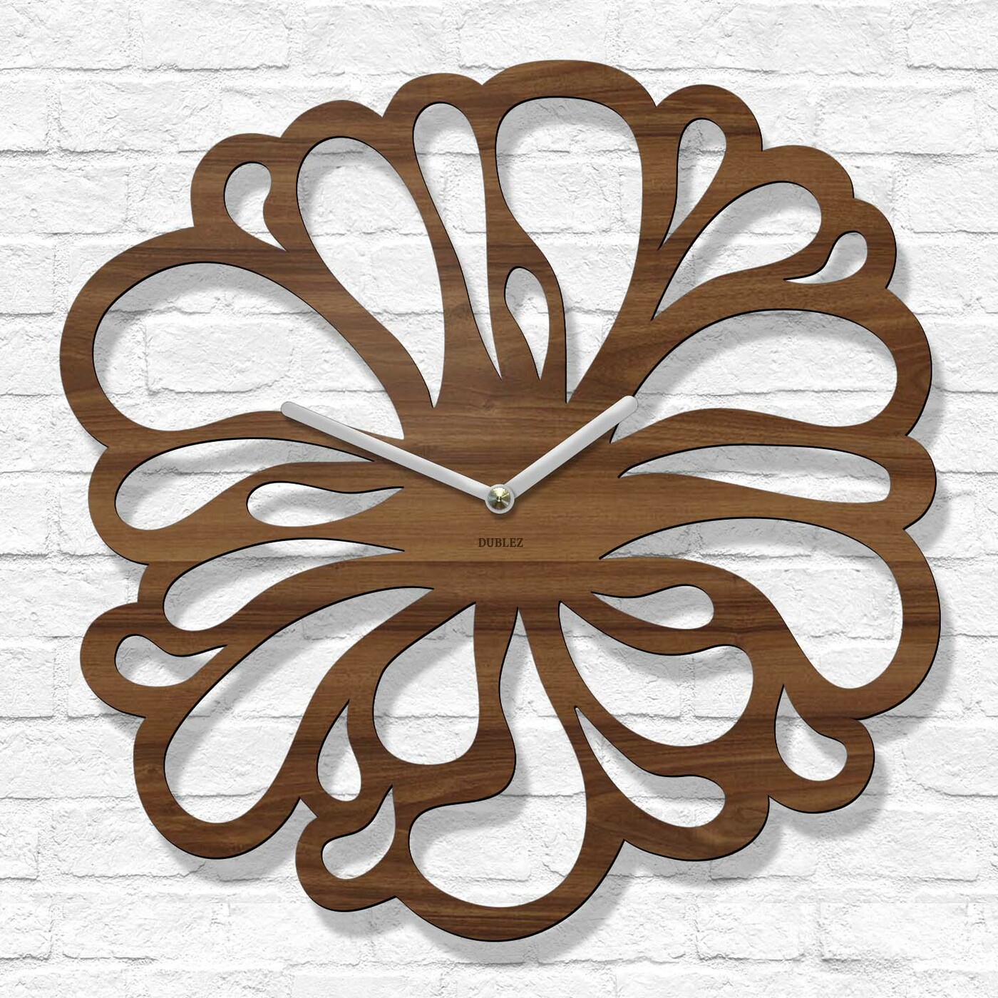 Nástěnné obrazové hodiny - Flower | Ořech