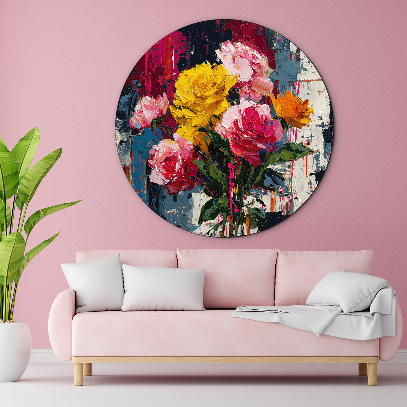 Dřevěný obraz s efektem malby - Květiny