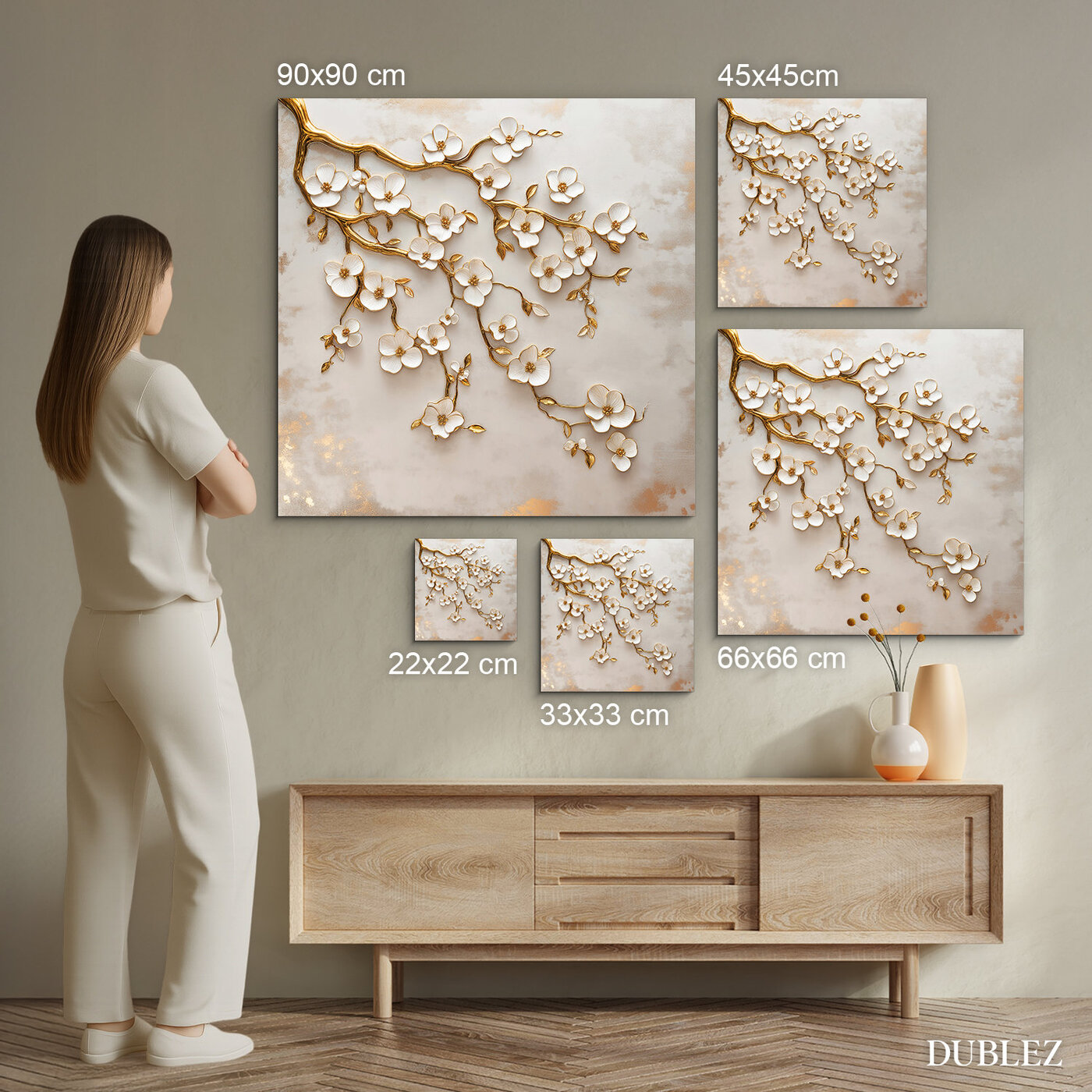 Wooden Wall Art - Golden Branch