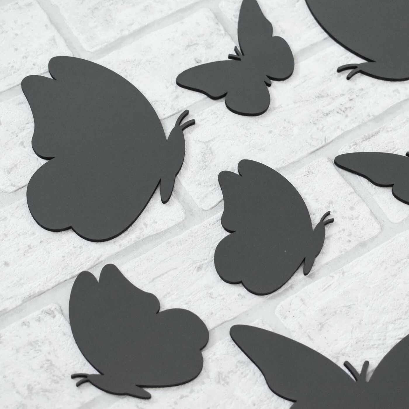 Decorative 3D Butterflies on the Wall 6 pcs | Anthracite Gray