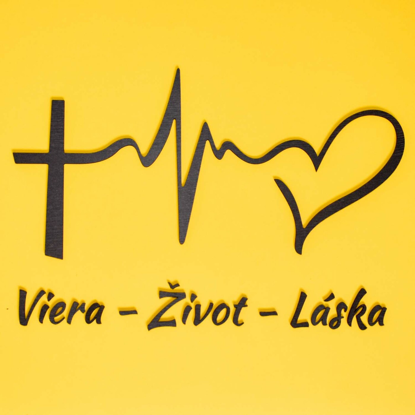 Drevená dekorácia na stenu - Viera, Život, Láska | Wenge