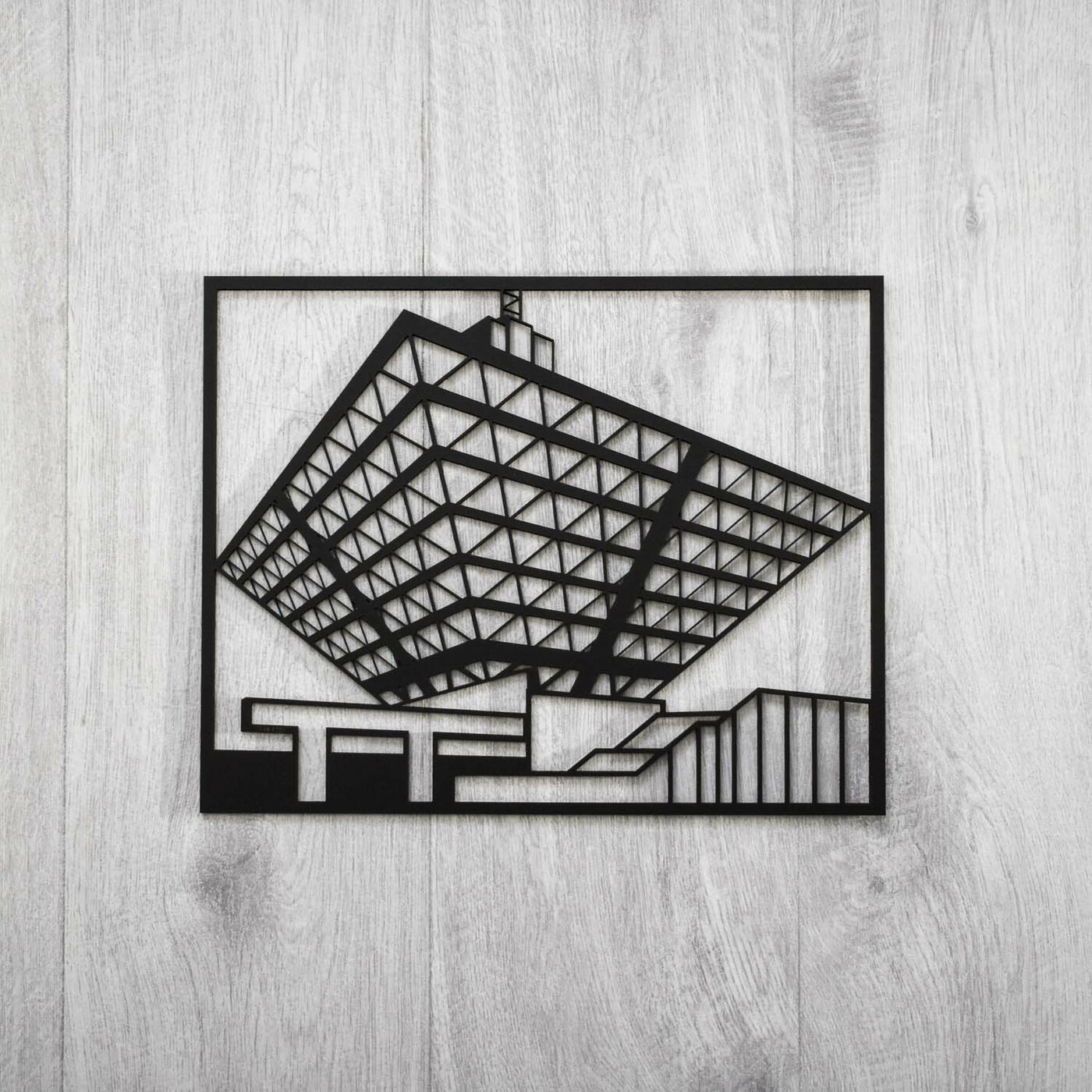 Drevený obraz - Budova Slovenského rozhlasu | Čierna