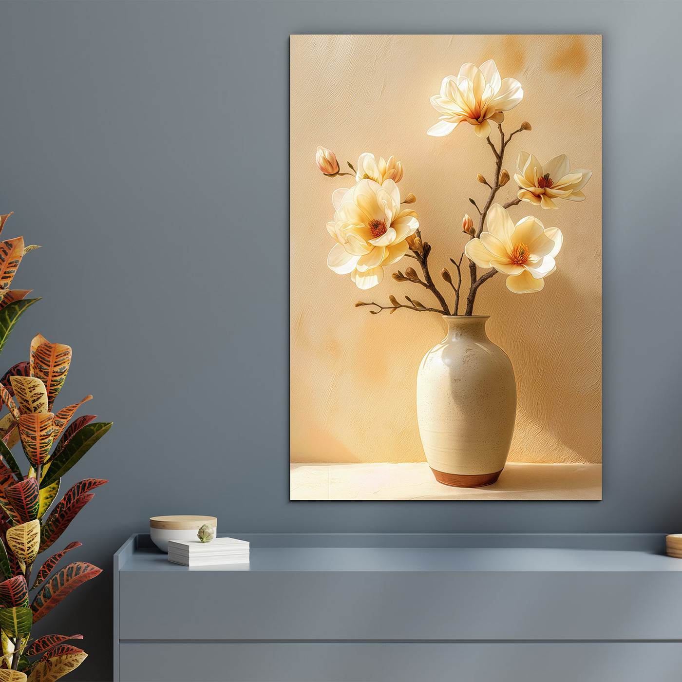 Nástěnný obraz - Žluté magnólie ve váze