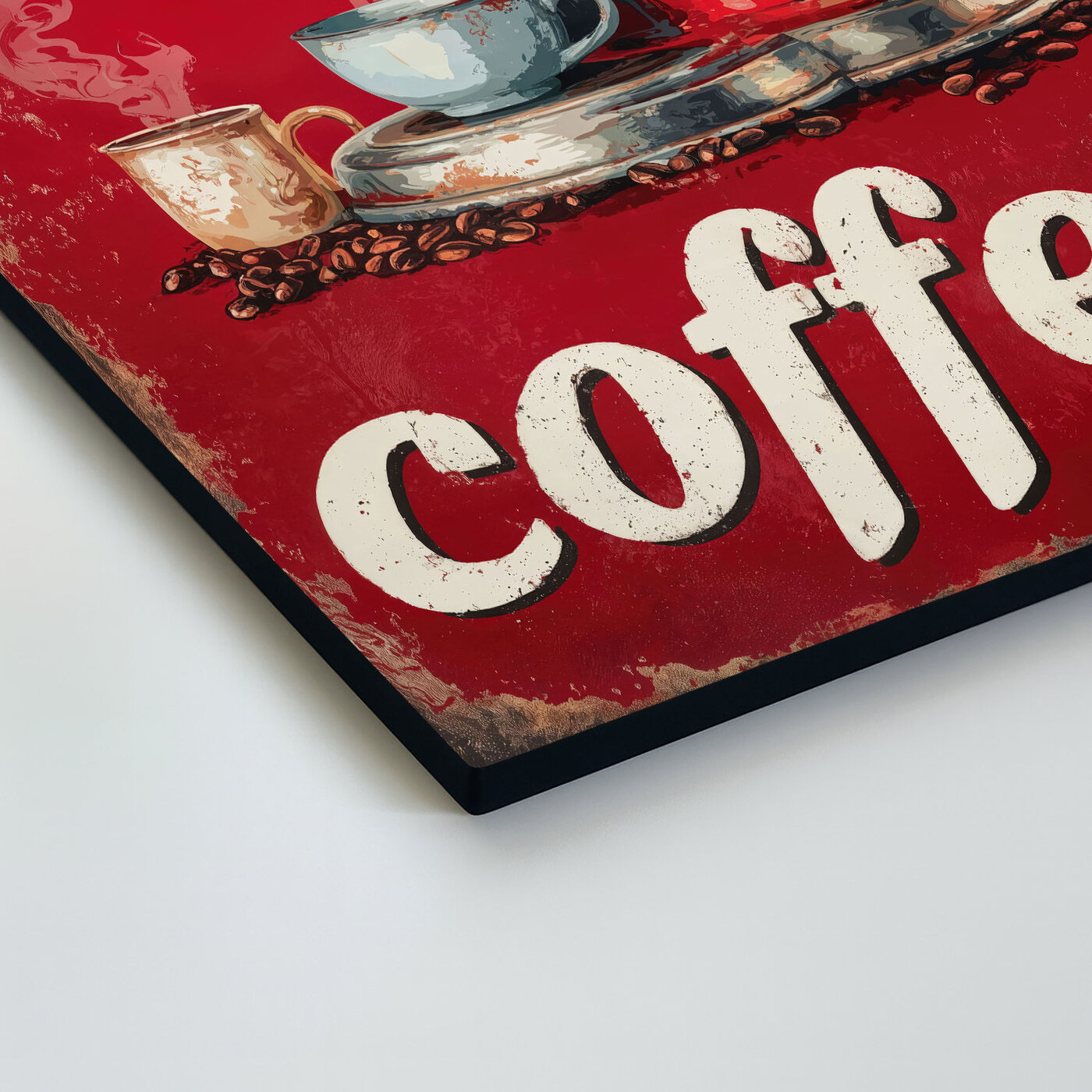 Retro dřevěný obraz - Coffee