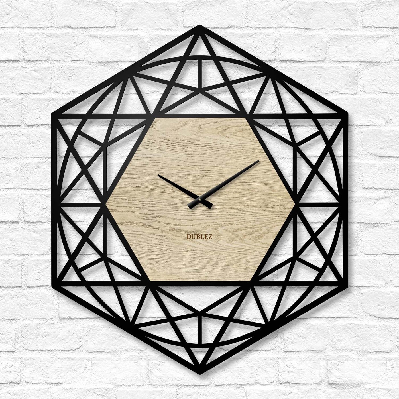 Geometrické hodiny na stenu - Polygón | Dub Artisan