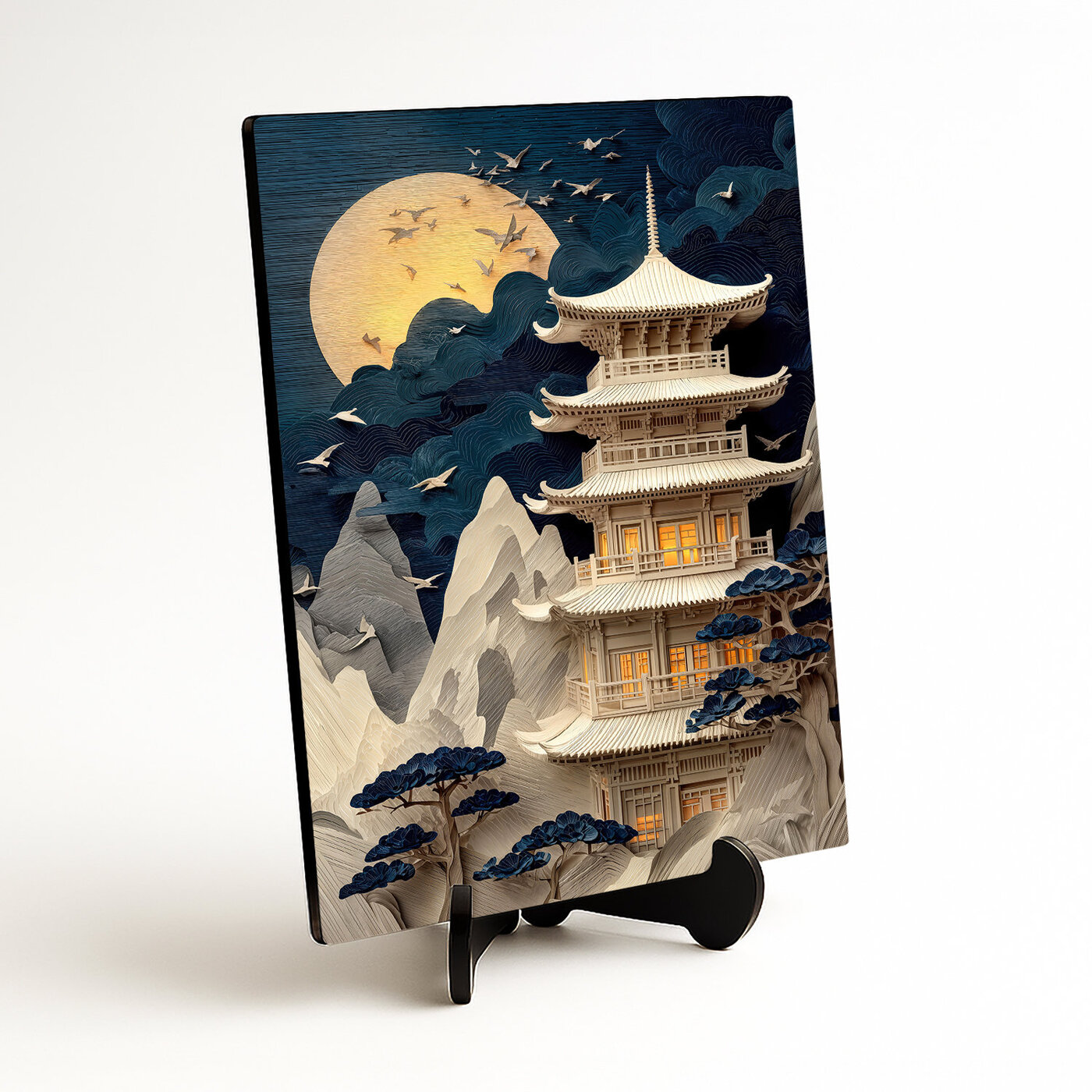 Japonský 3D obraz s pagodou na stenu