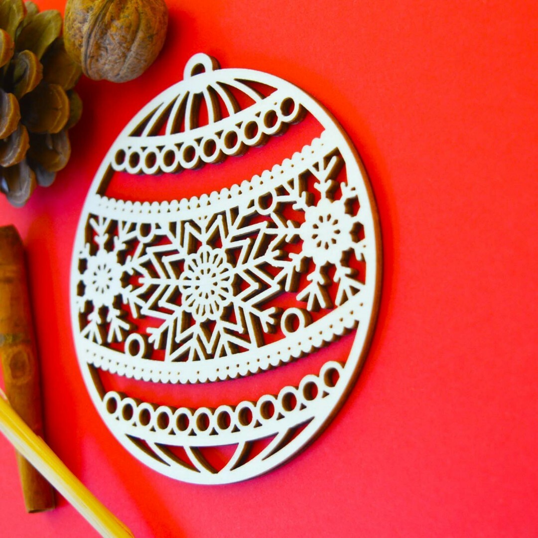 Vianočná ozdoba - Guľa na stromček  | Topoľová preglejka