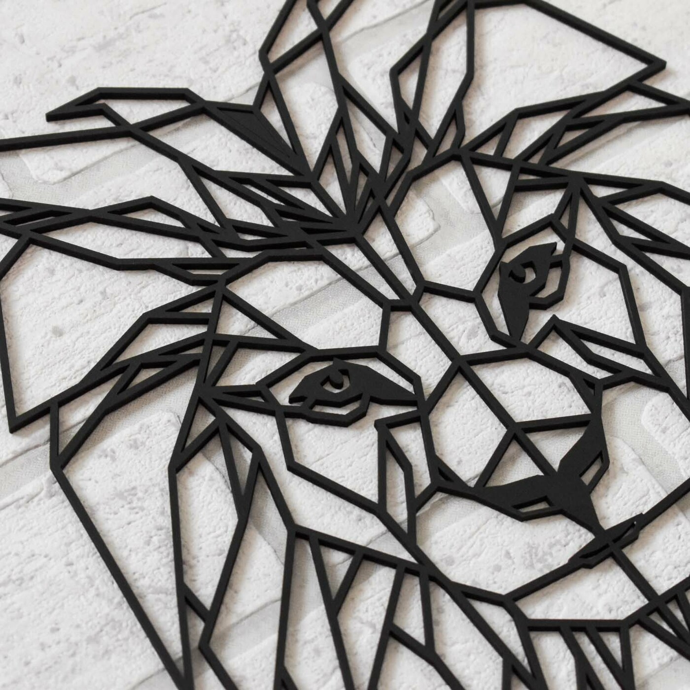 Polygonal Lion Wall Art | Black