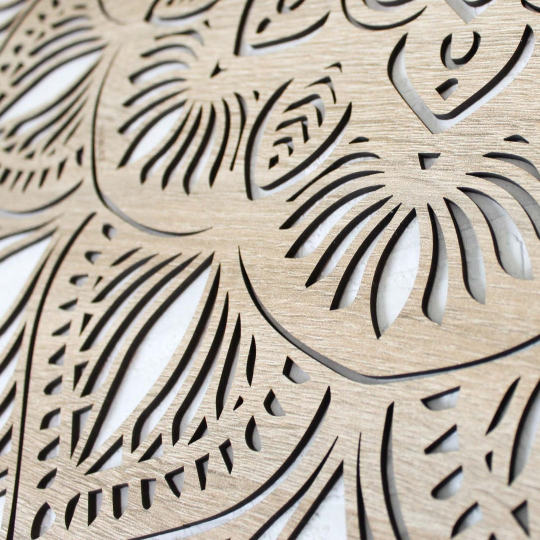 Vyrezávaná 3D Mandala - lotosový kvet | Dub Sonoma