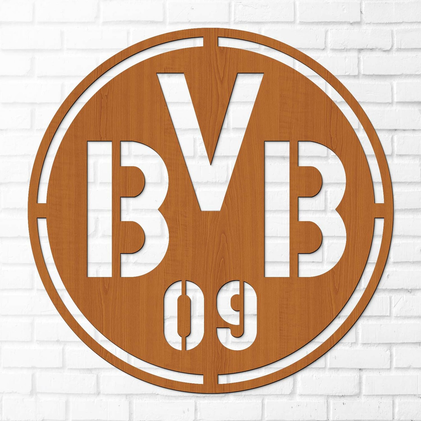 Wooden Logo of Football Club - BVB | Cherry