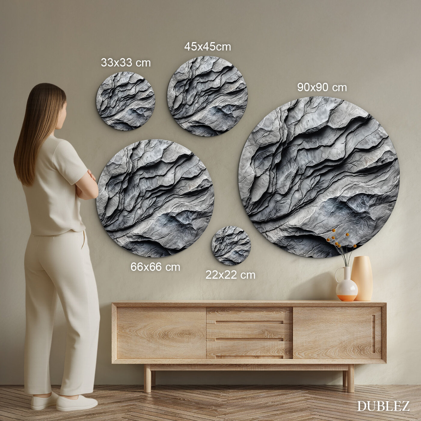 Round wooden picture - Rock