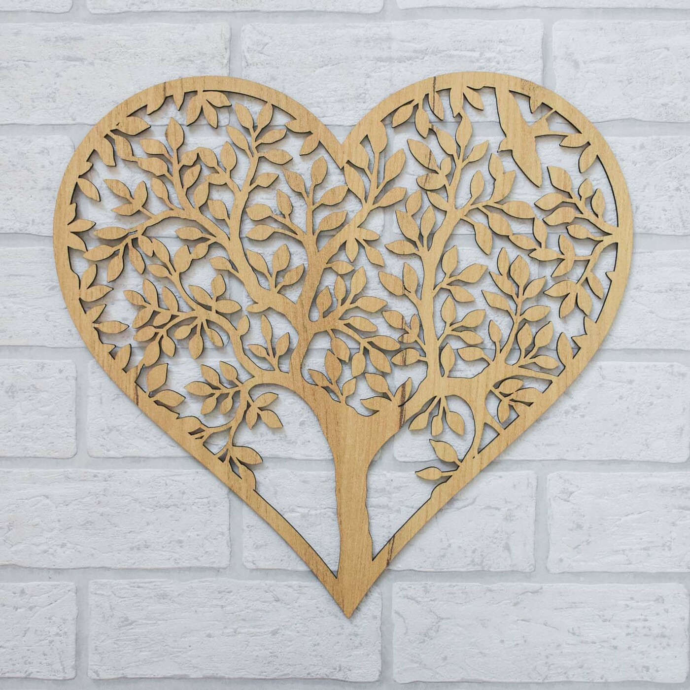 Drevený strom na stenu - Srdce | Dub zlatý