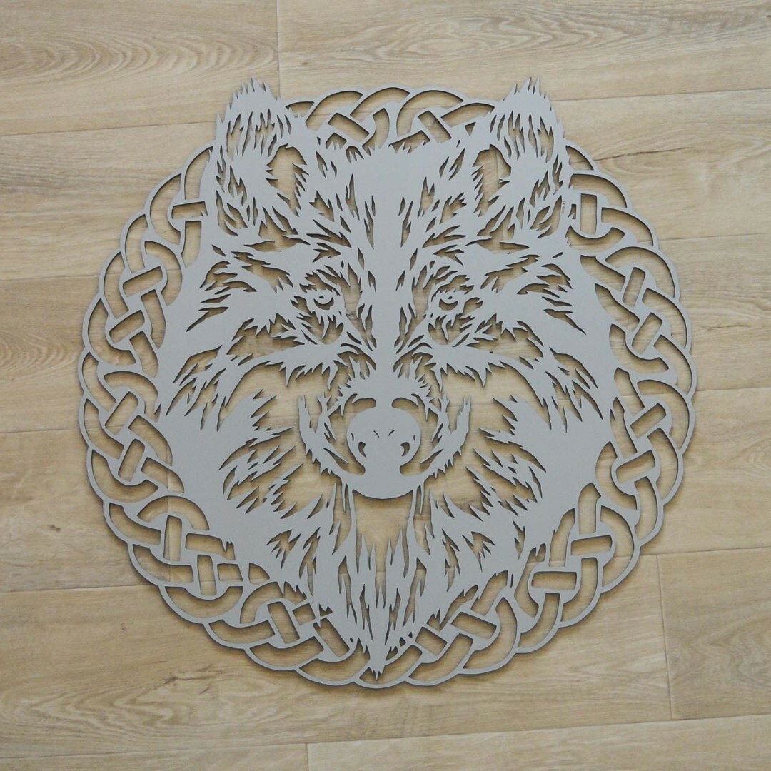 Wooden Wall Art - Wolf in Frame | Silver