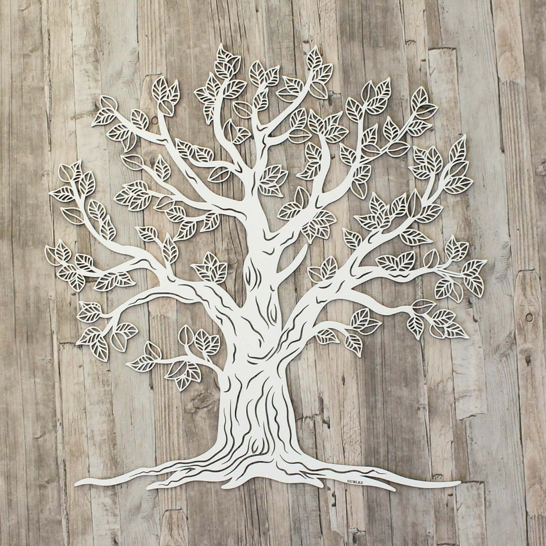 Wooden Tree of Life on the Wall - Malkuth | White