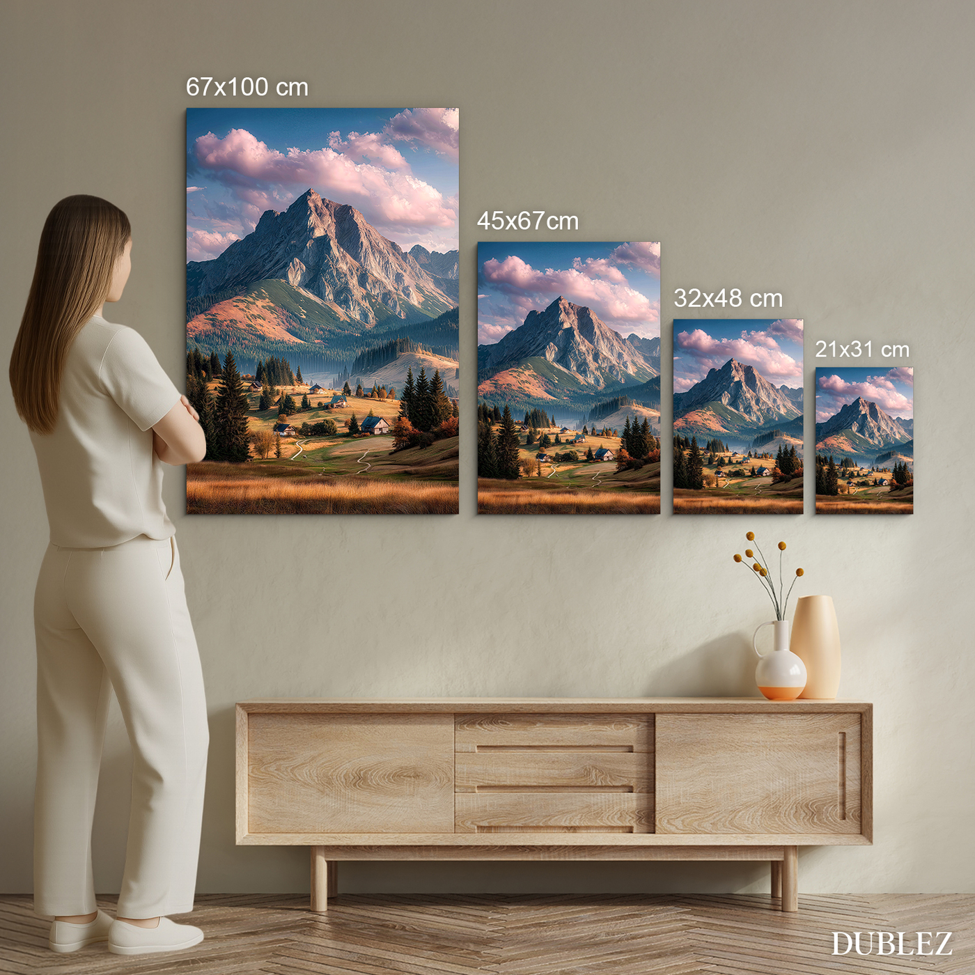 Drevený obraz - Dedinka v objatí hôr