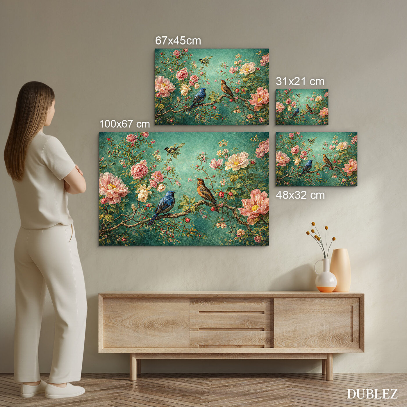 Vintage picture on wood - Garden full of life