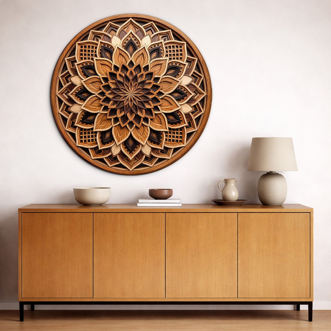 Obraz mandaly - Kresba dřeva (UV Tisk)