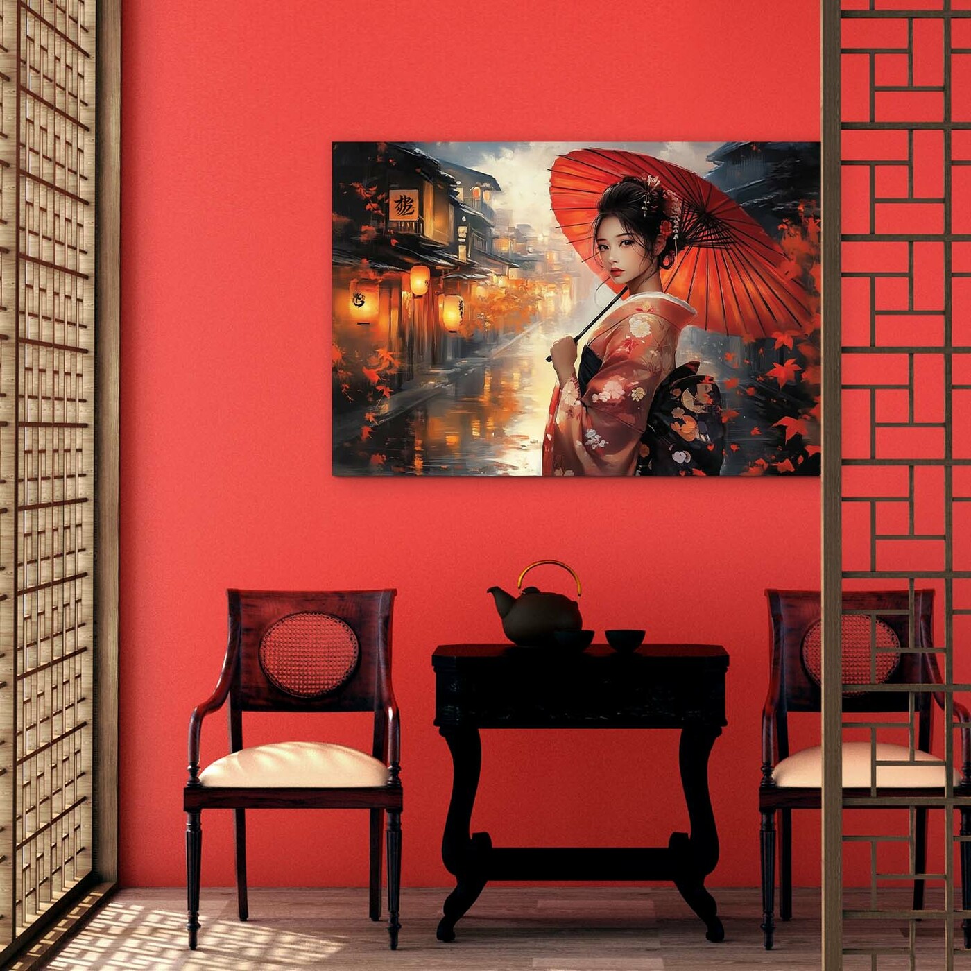 Japanese Wooden Artwork - Geisha