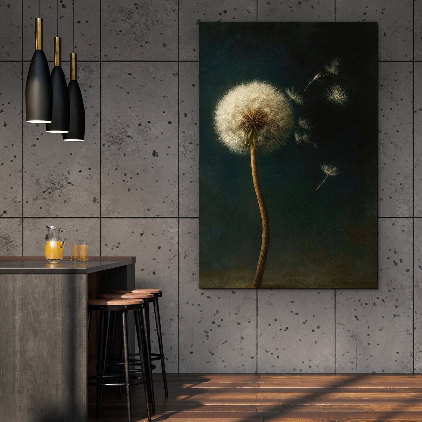 Wall painting - Dandelion in the wind