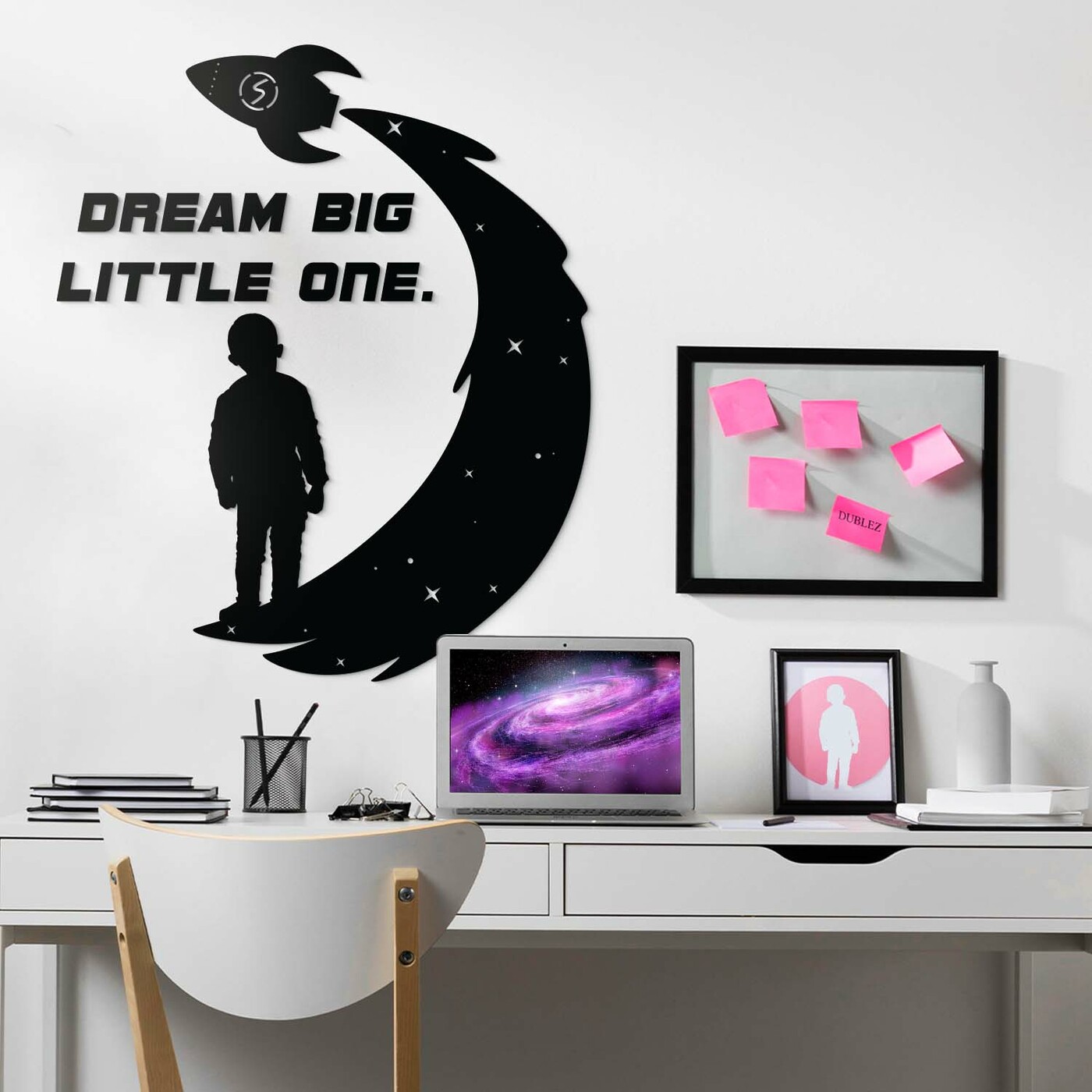 3D Sticker for Kids Room - Dream Big Little One | Black
