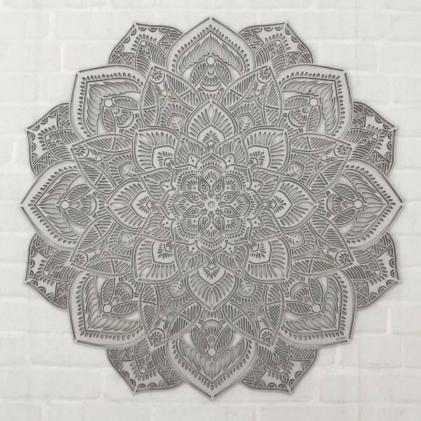 Luxusný drevený obraz na stenu - Mandala | Strieborná