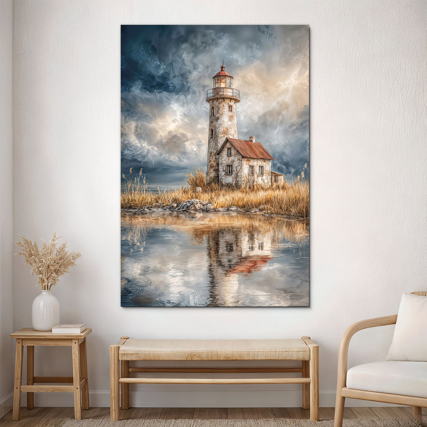 Drevený obraz ako maľovaný - Svetlo majáka