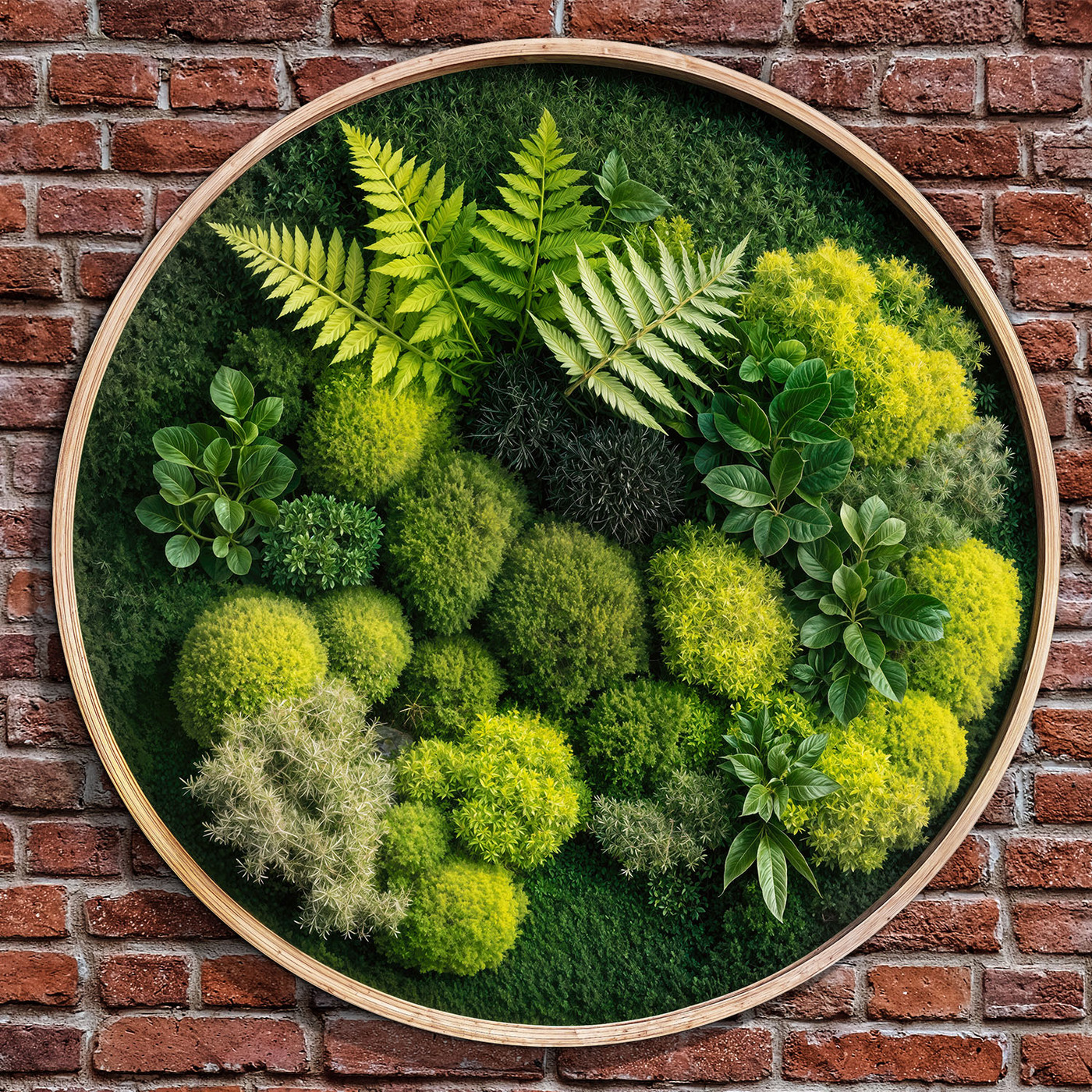 Wooden Wall Art with 3D Moss Effect - Fern