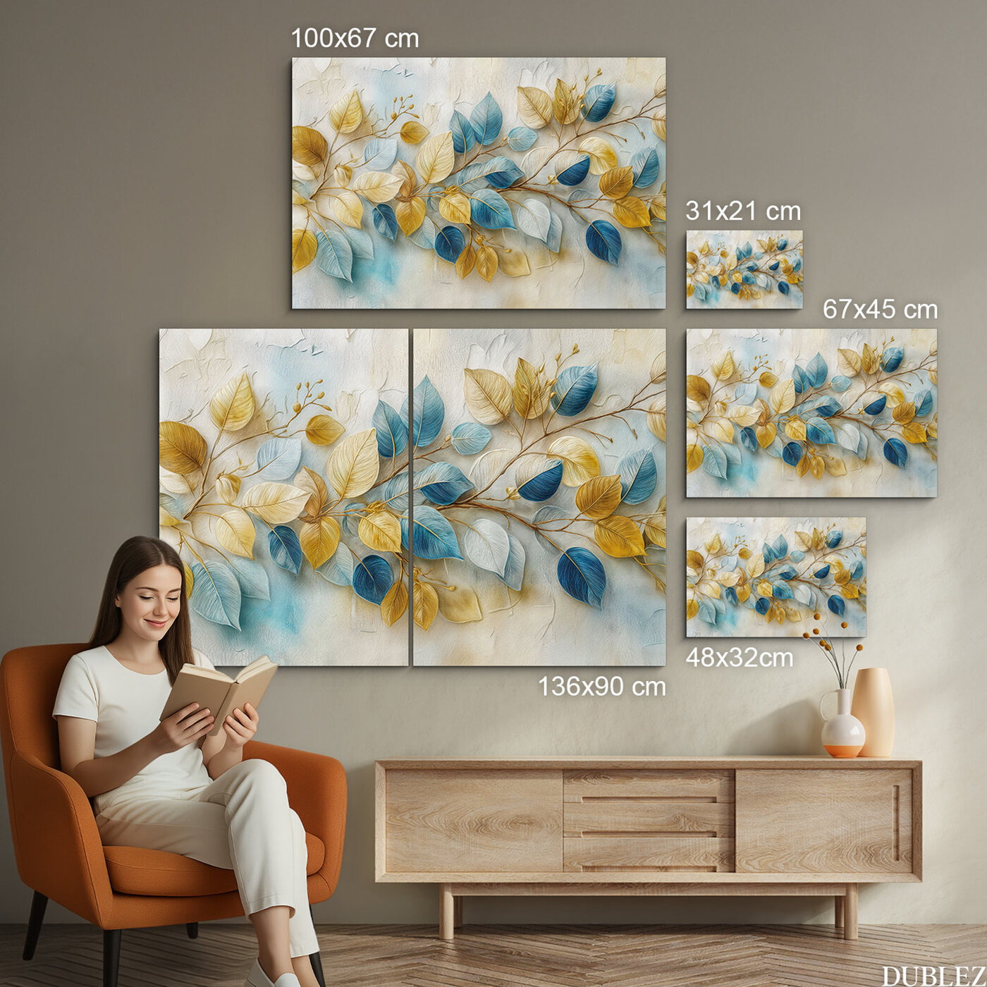 Wooden picture - Decorative leaves