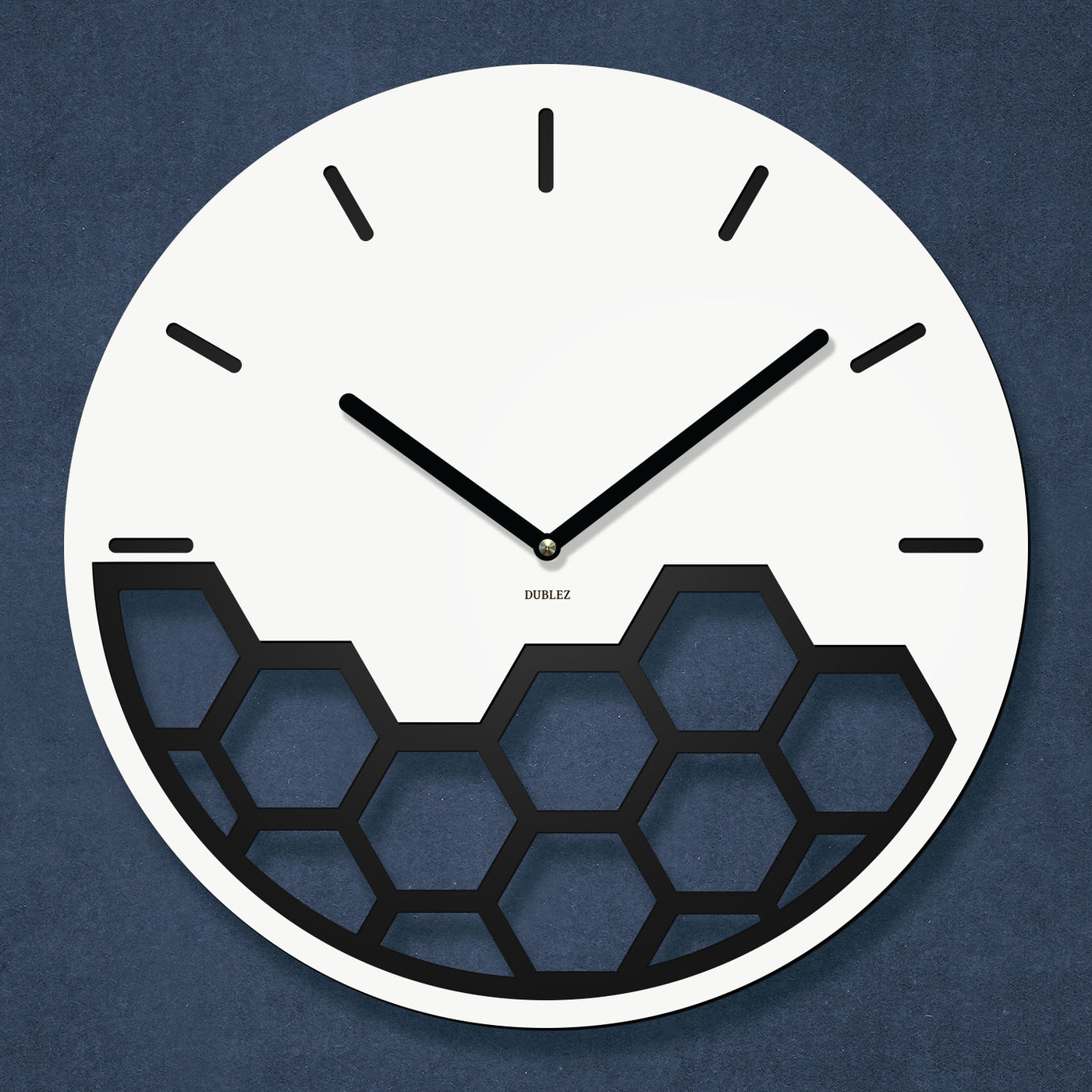  Drevené nástenné hodiny - Geometria plástov | Biela