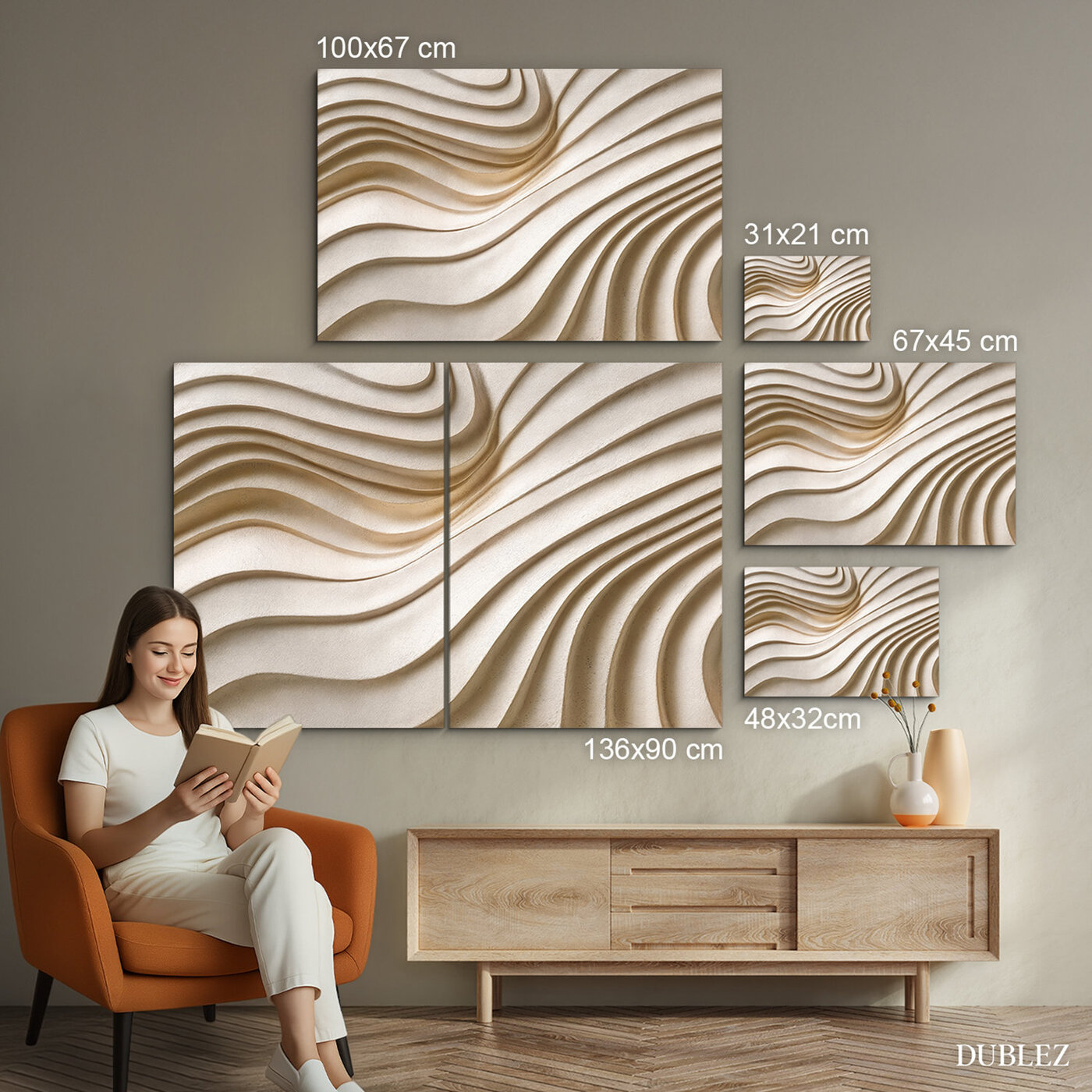 Minimalistický obraz - Abstraktné záveje | 136x90 cm