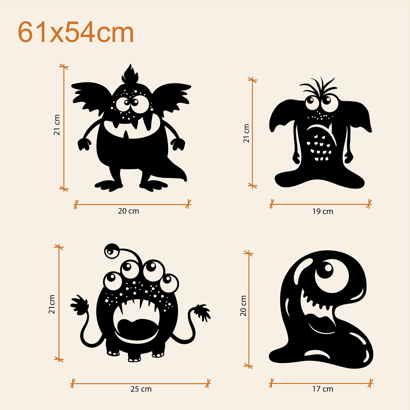 Drevené vyrezávané obrazy pre deti - Príšerky | 61x54 cm