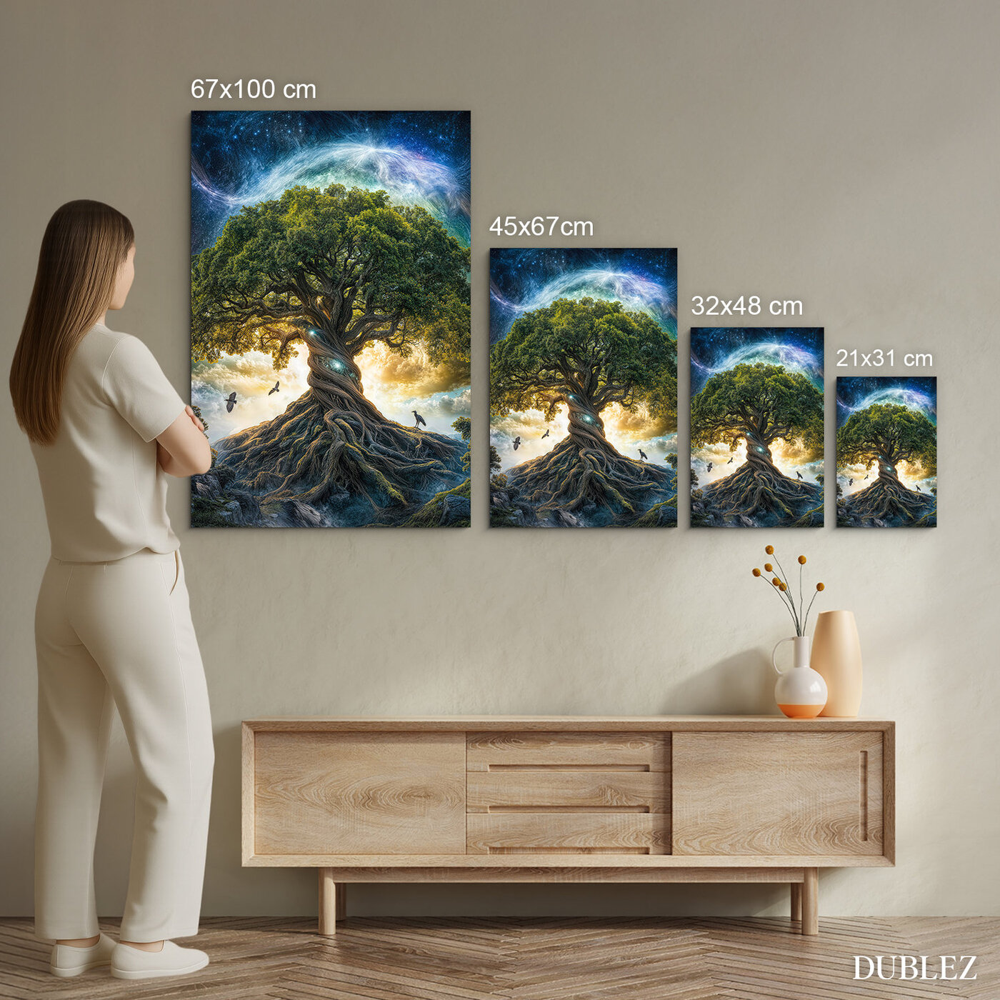 Dřevěný obraz stromu života - Yggdrasil