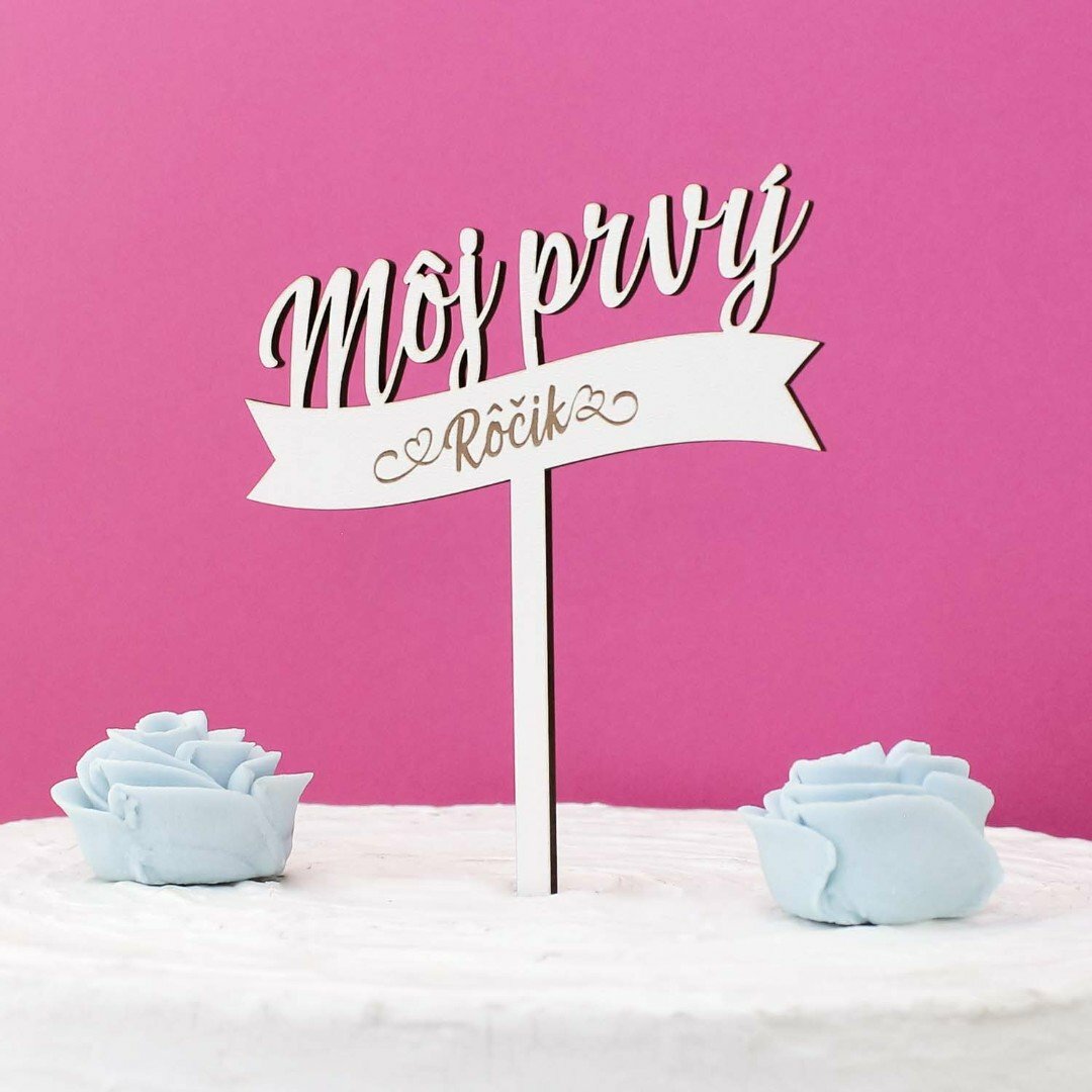 Originálna ozdoba na tortu - Môj prvý rôčik  | Biela