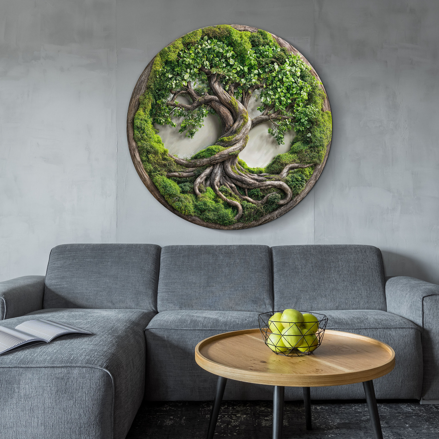 Machový strom života - Luxusná imitácia na dreve