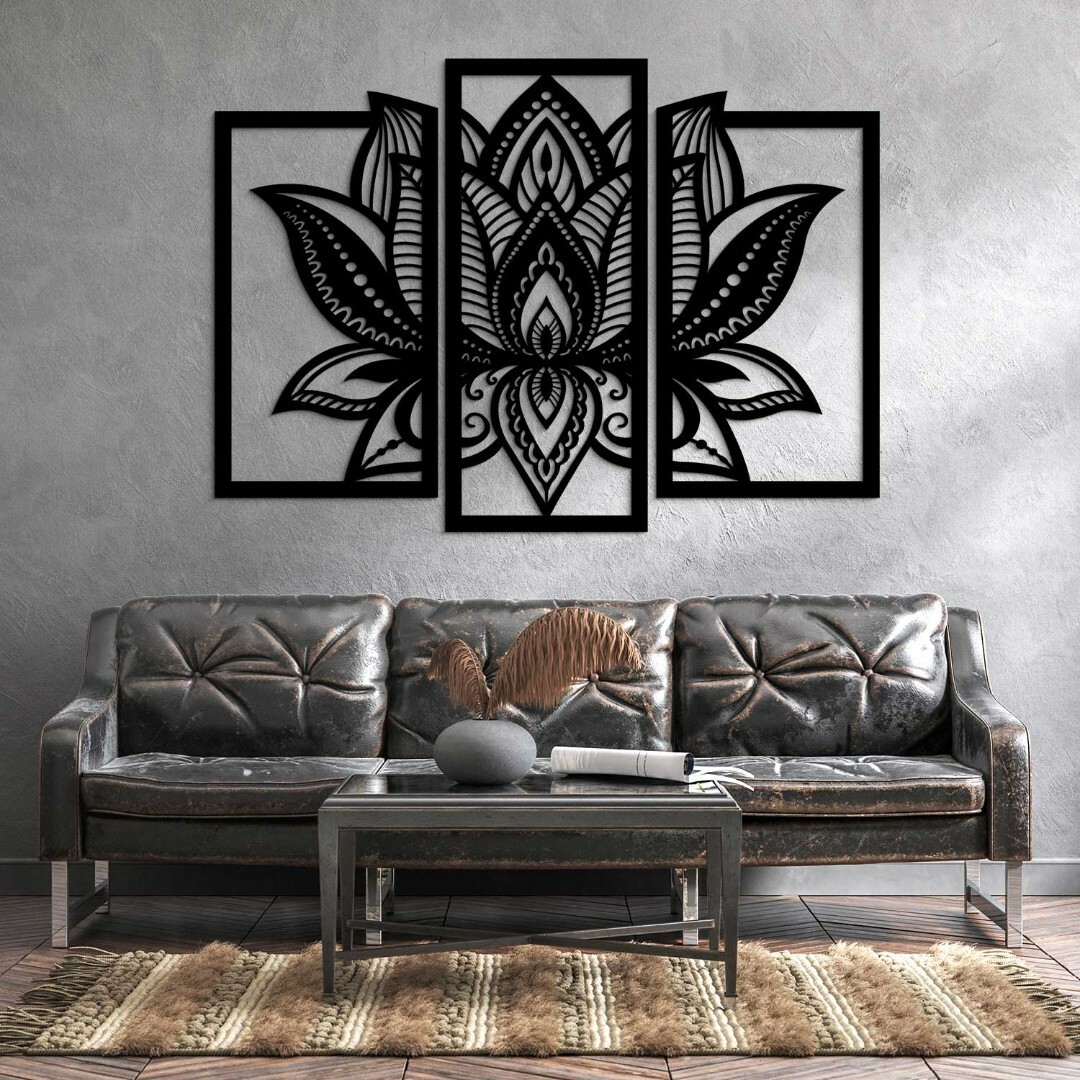 Harmónia mandala - 3 részes falikép | Fekete