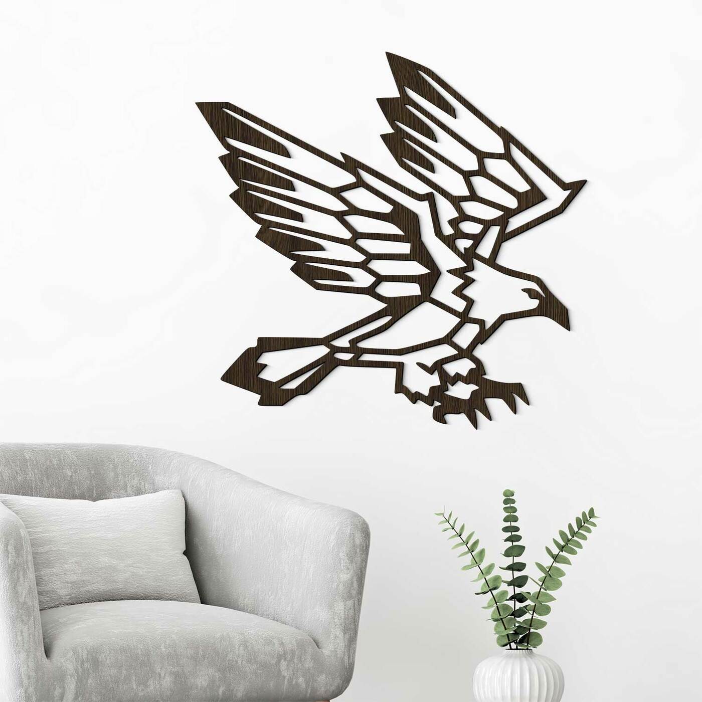 Polygonal Wall Art from Wood - Eagle | Wenge