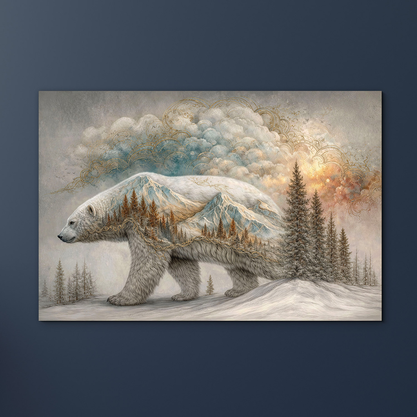 Drevený obraz - Ľadový medveď severu