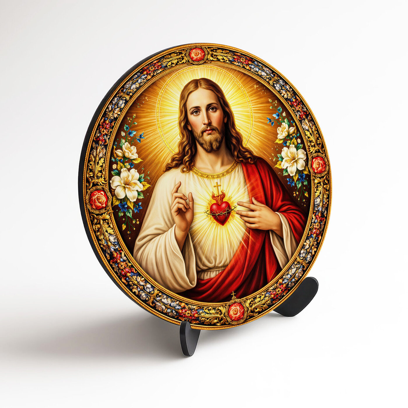 Drevený obraz Ježiša - Božské Srdce