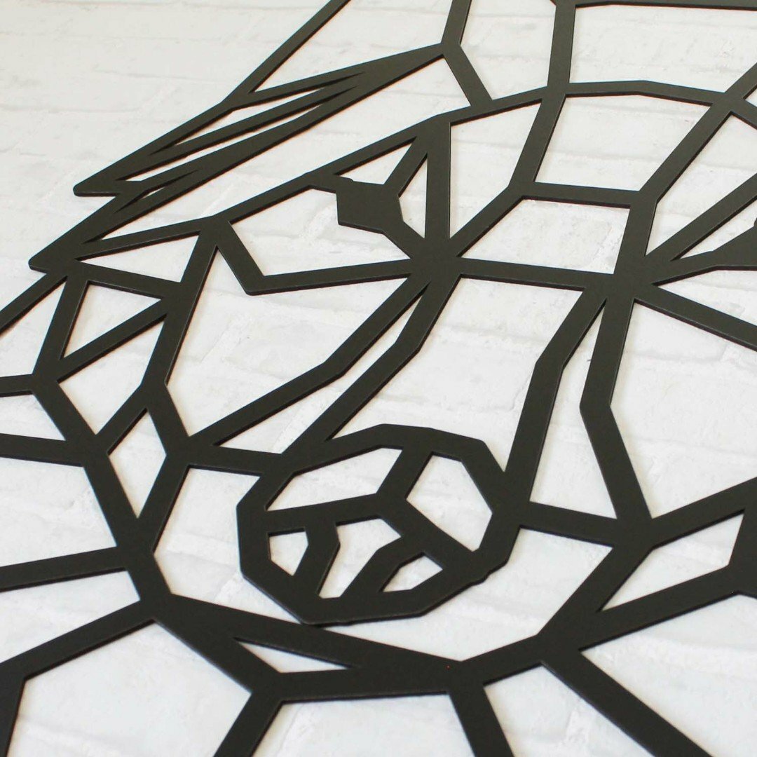Industrial Wall Art - Polygonal Wolf | Black