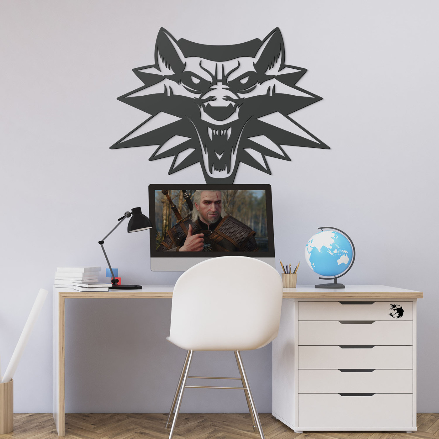 Witcher znak na stenu - Vlčí amulet | Antracitovo-šedá