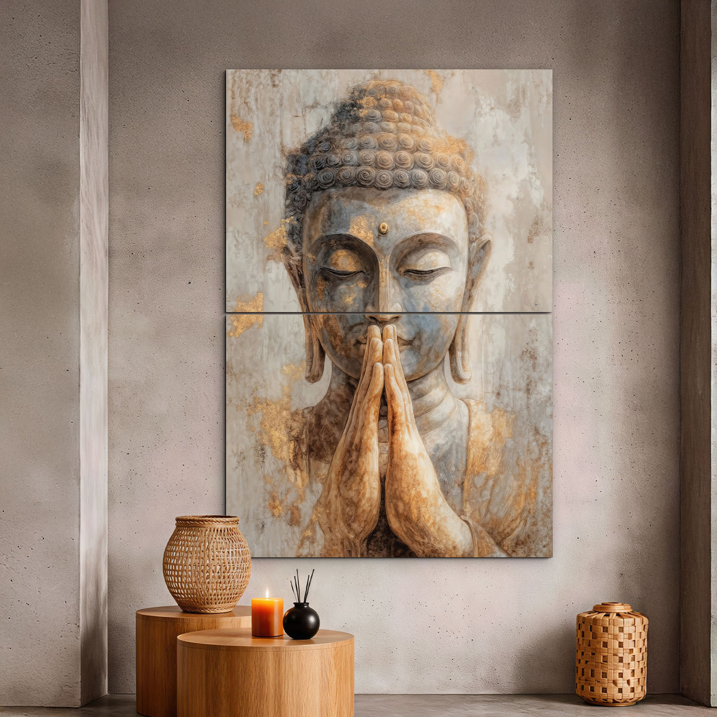 Tablou din lemn - Buddha | 90x136 cm
