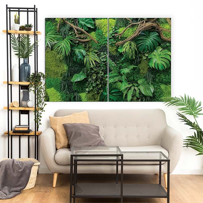 Drevený obraz - Machová monstera | 136x90 cm