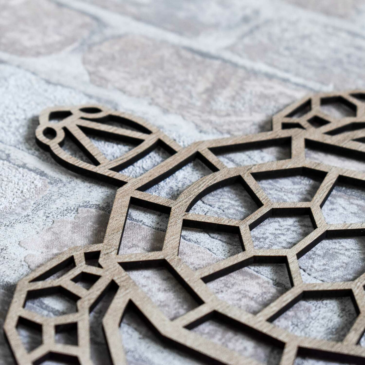 Wooden Decoration - Polygonal Turtle | Oak Sonoma