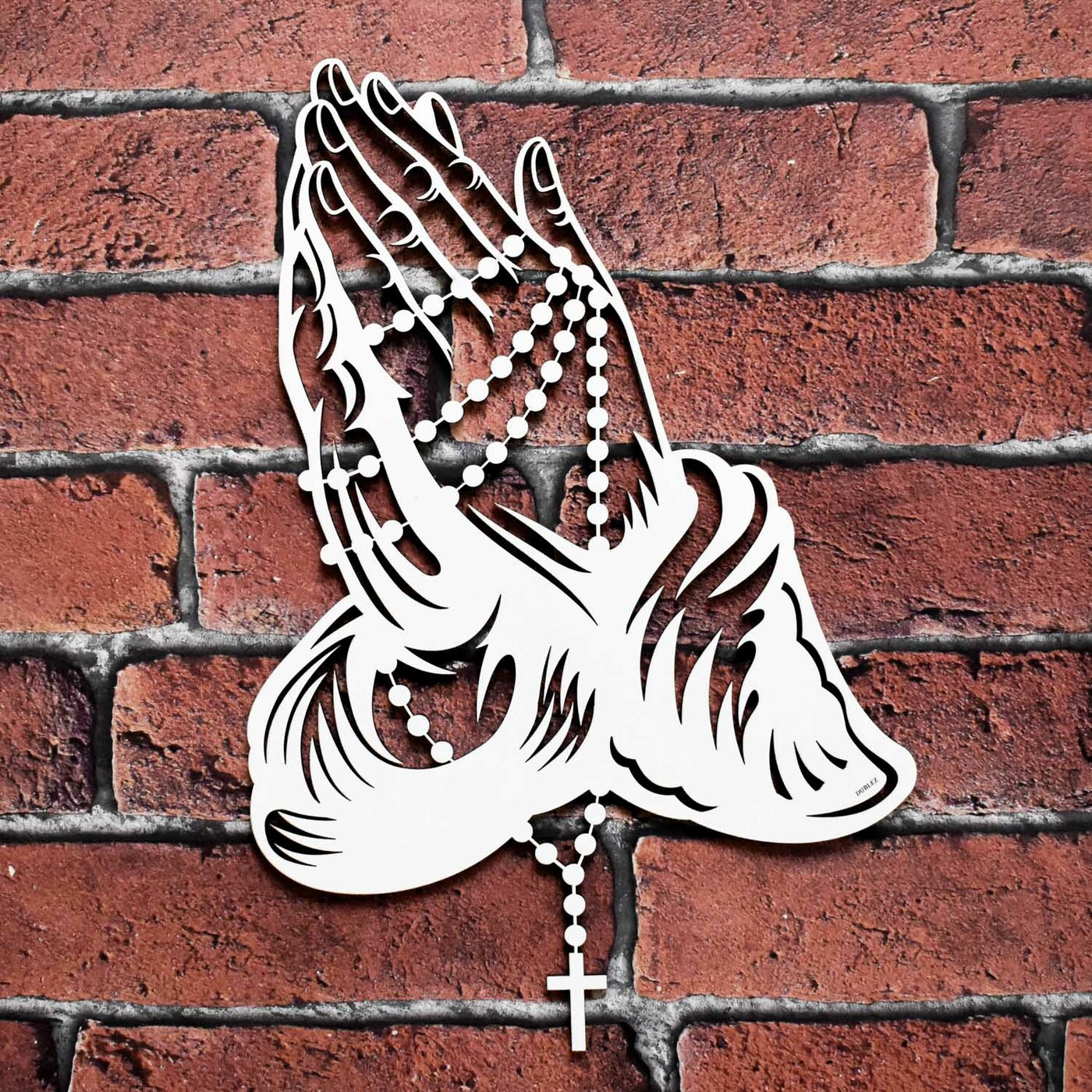 Wooden Wall Art - Praying Hands | White
