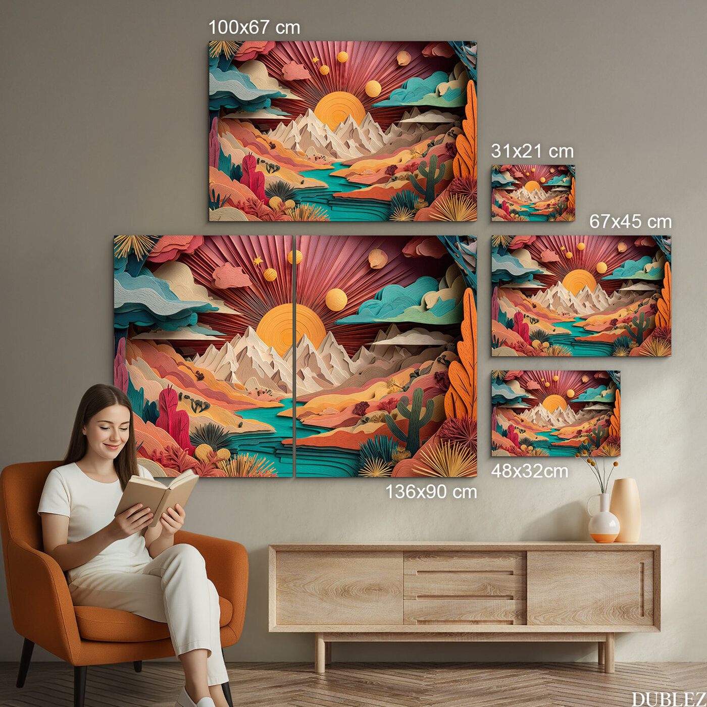 Tablou din lemn - Lumea Origami